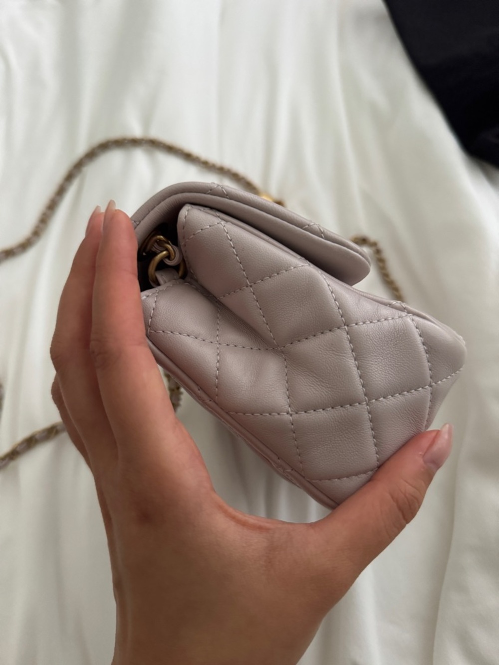 CHANEL Mini Square Pearl Crush Flap Bag in Light Purple with Gold Hardware - Picture 6 of 14